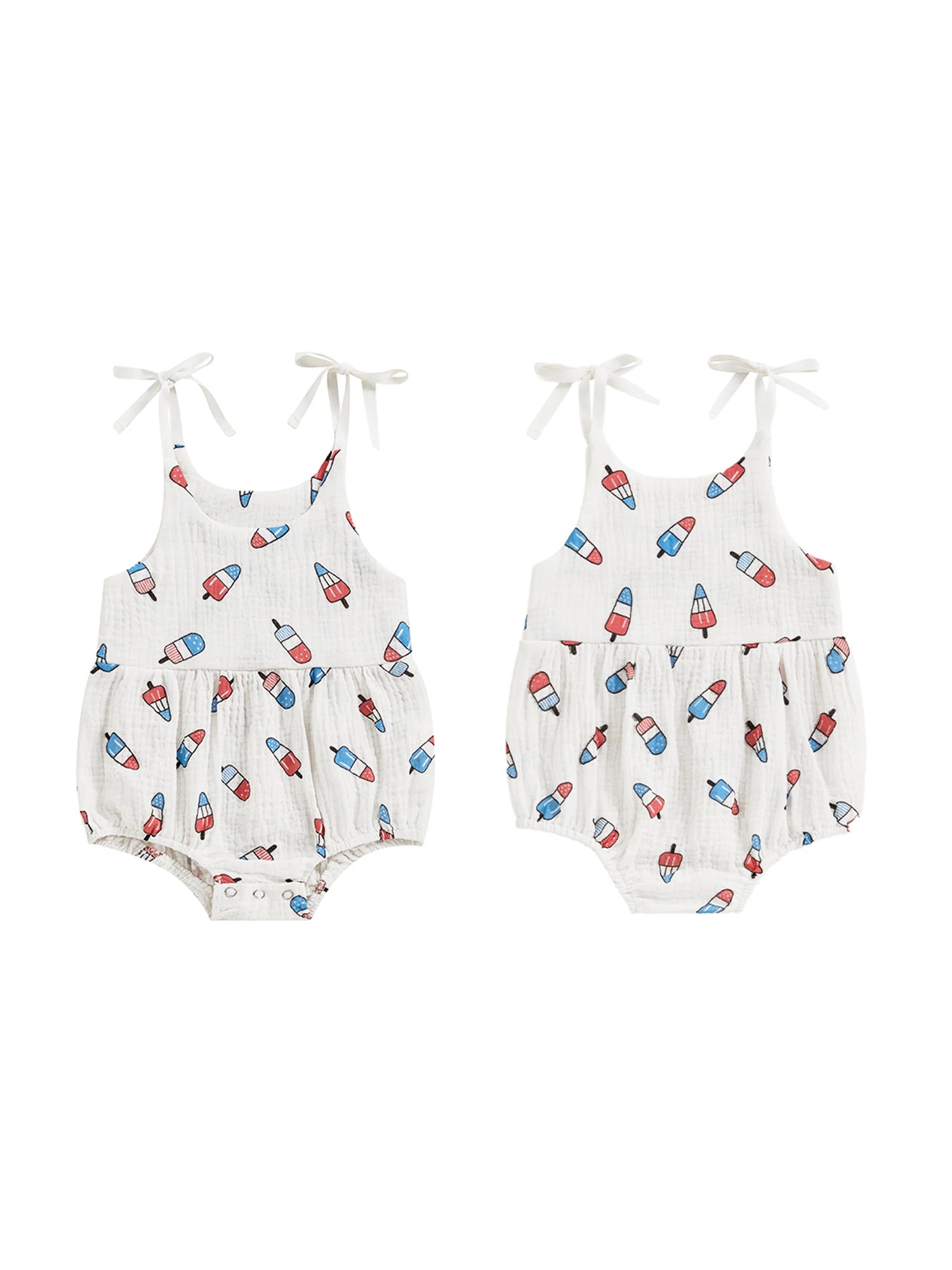 Adorable Baby Girl 4th of July Romper with Watermelon Print and Ruffle Sleeves for Infant Toddler Summer Outfit Cute Clothes