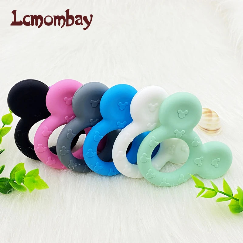 Lcmombay Cartoon Mouse Shape silicone Teether Animal Baby Pacifer Clips DIY Baby Teething Necklace Toy Food Grade Silicone beads