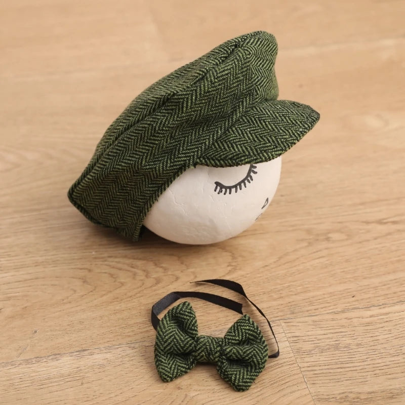 Crochet Baby Toddler Hat And Tie Handmade Newborn Photography Props Baby Cap Beanie Infant  Bow Tie Set Baby Photo Shoot Outfits
